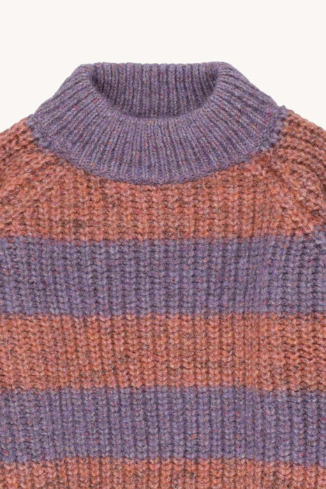 TINYCOTTONS - Big Stripes Mockneck Sweater, violet/powder pink