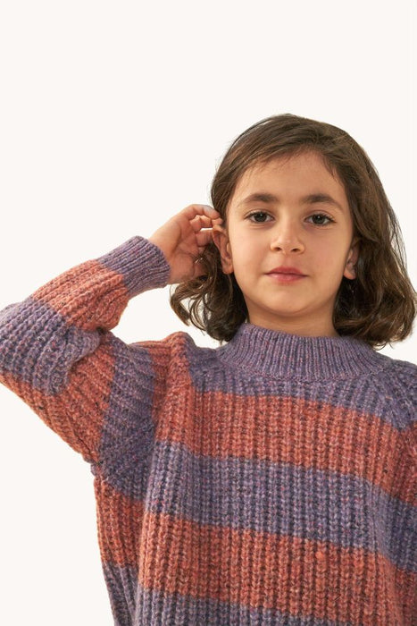 TINYCOTTONS - Big Stripes Mockneck Sweater, violet/powder pink