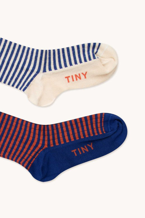 TINYCOTTONS - gestreifte Socken, 2er-Pack, indigo/light cream