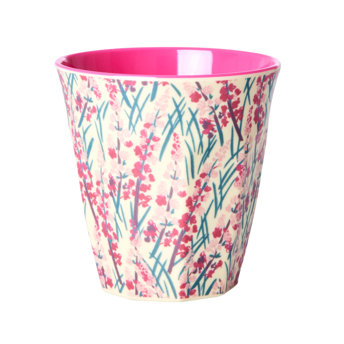 RICE - Medium Melamin Becher - Pink - Floral Field Print