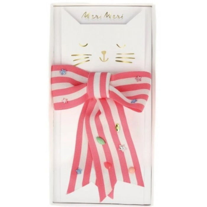 Meri Meri - Pink Stripe Bow Hair Clip