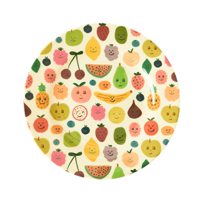 RICE - Melamine Kids Lunch Plate with Happy Fruits Print