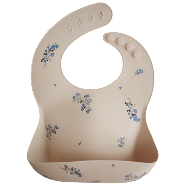 Mushie - Silicone Bib, Lilac Flowers