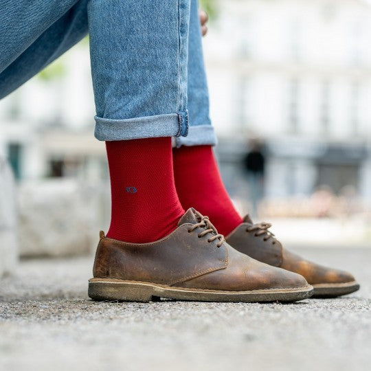 BillyBelt - Pique Knit Socks - Red & Petrol Blue